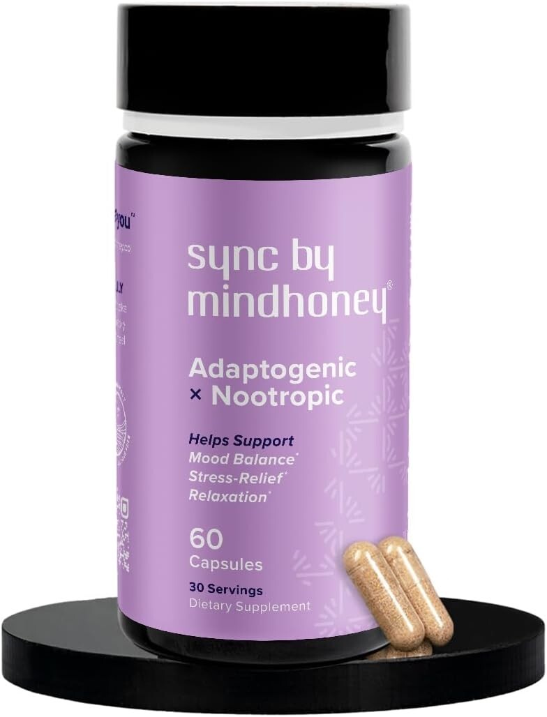 New MINDHONEY SYNC 60 Count Adaptogenic Supplement Ashwagandha Magnesium Stress