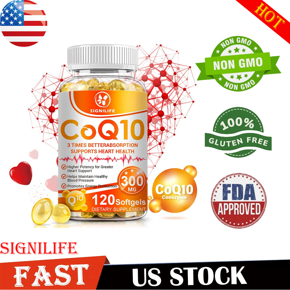 CoQ10 300mg 120 Softgels Coq10 Coenzyme Q10 Heart Support NON GMO