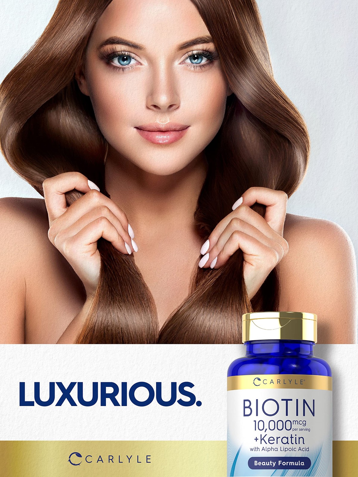 Carlyle Biotin 10000mcg | 150 Capsules | Beauty Formula with Keratin | Non-GMO,