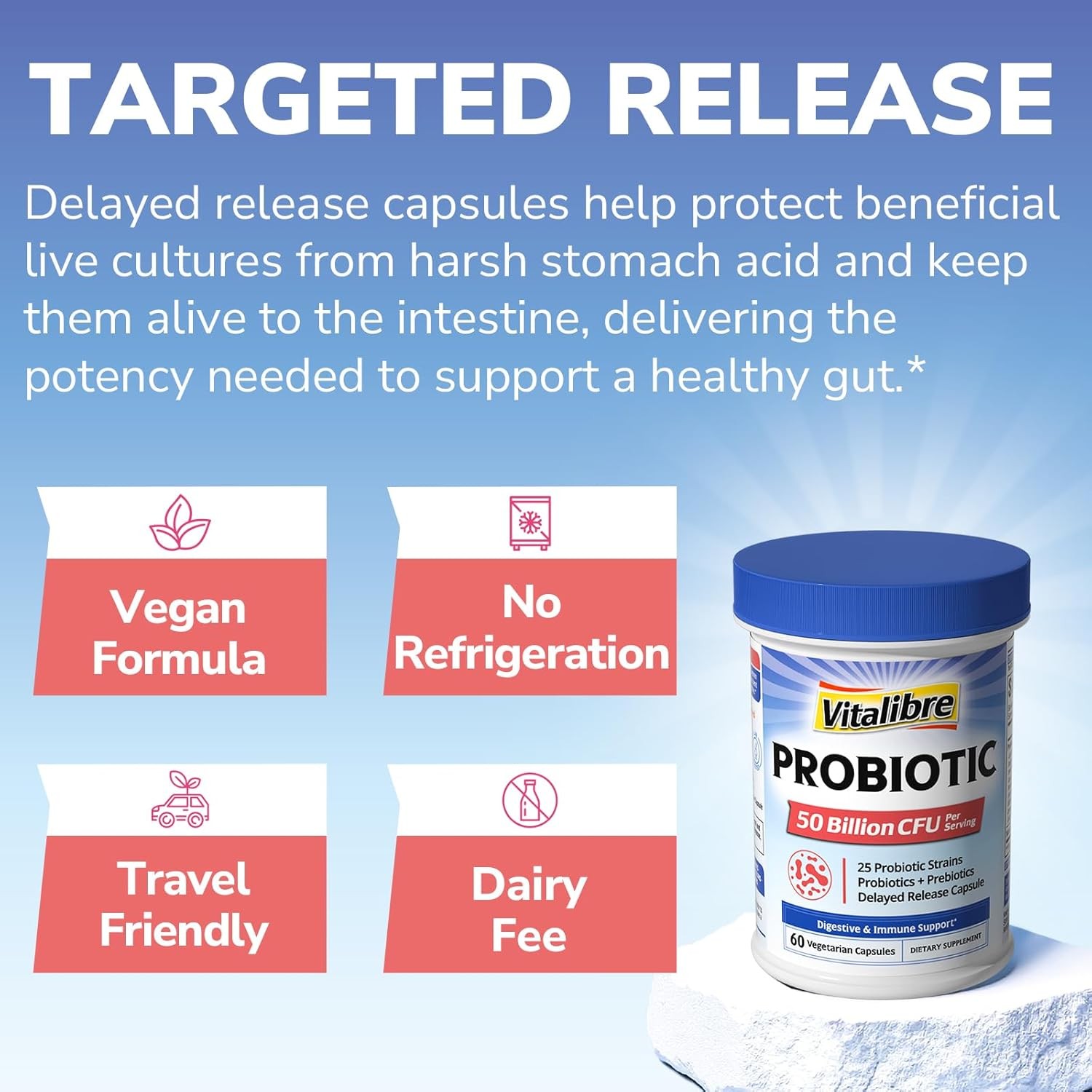 Probiotic for Women and Men, 50 Billion CFU, 25 Diverse Strains plus Prebiotics,