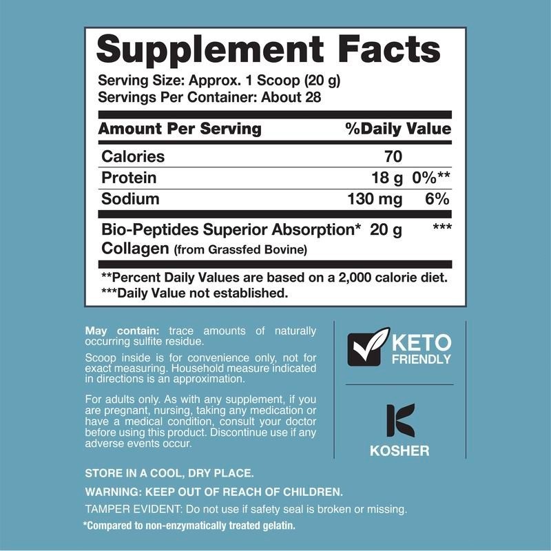 Unflavored Grass-Fed Collagen Peptides | NeoCell 20oz | 20g Collagen/Serving