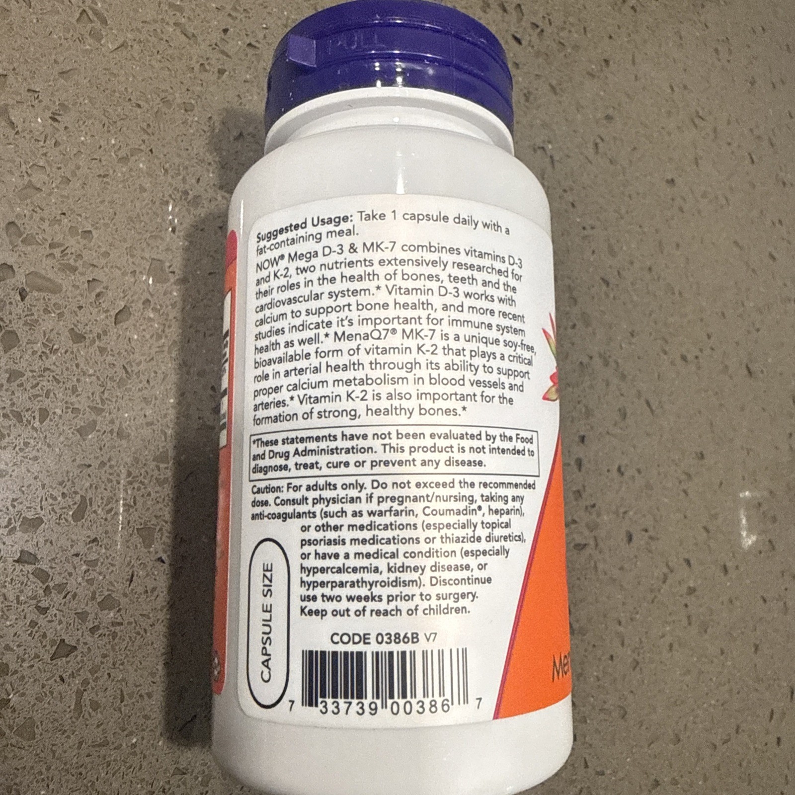 NOW Mega D-3 & MK-7 – 5000 IU / 180 mcg 120 Veg Capsules Bone & Heart Support