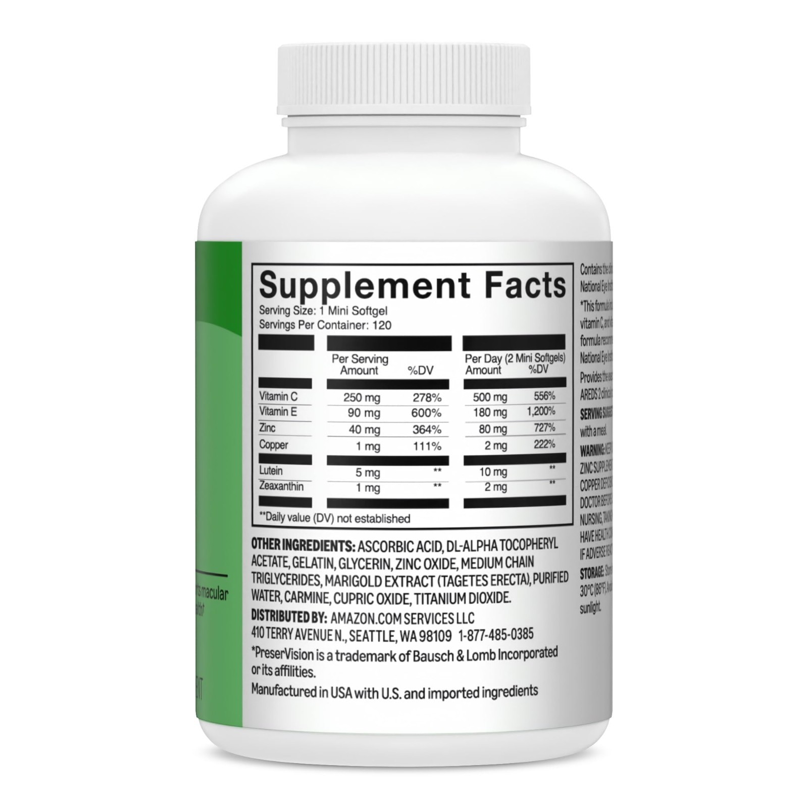 Eye Vitamin & Mineral Supplement, AREDS 2 Formula, Lutein & Zeaxanthin, 120 Soft