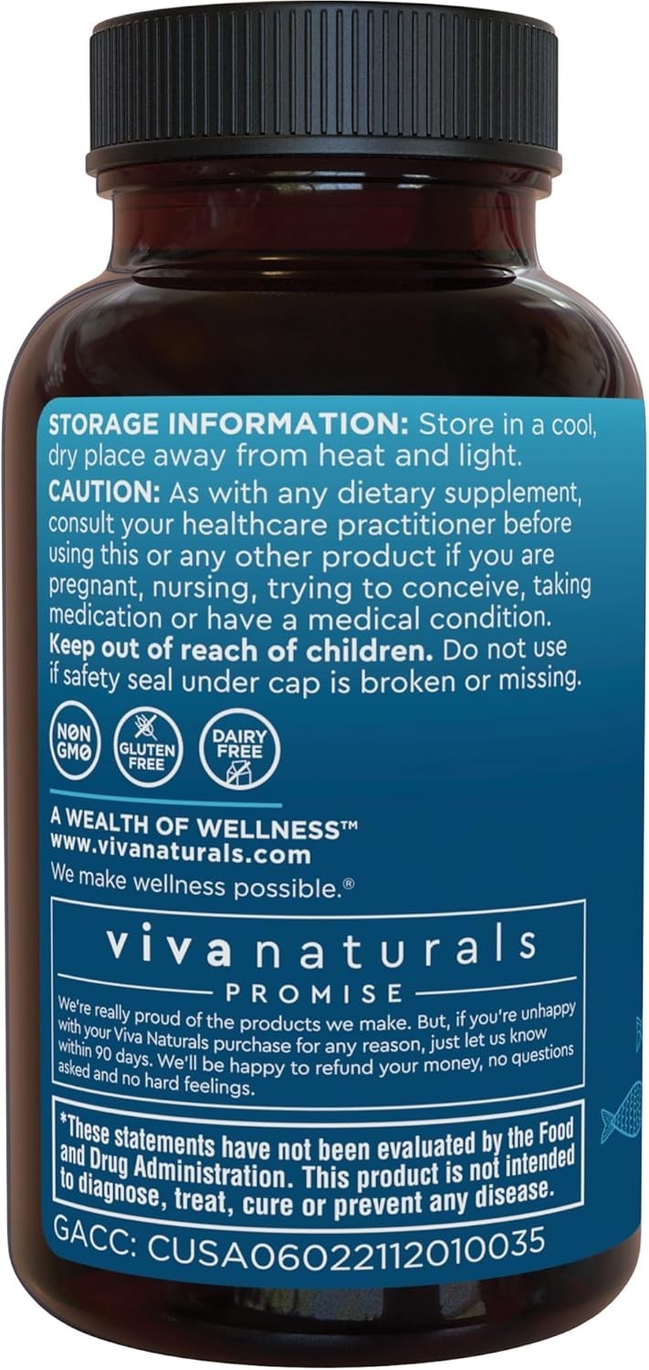 Viva Naturals Omega 3 Fish Oil Supplement for Women and Men – 2500 mg Triple Oil