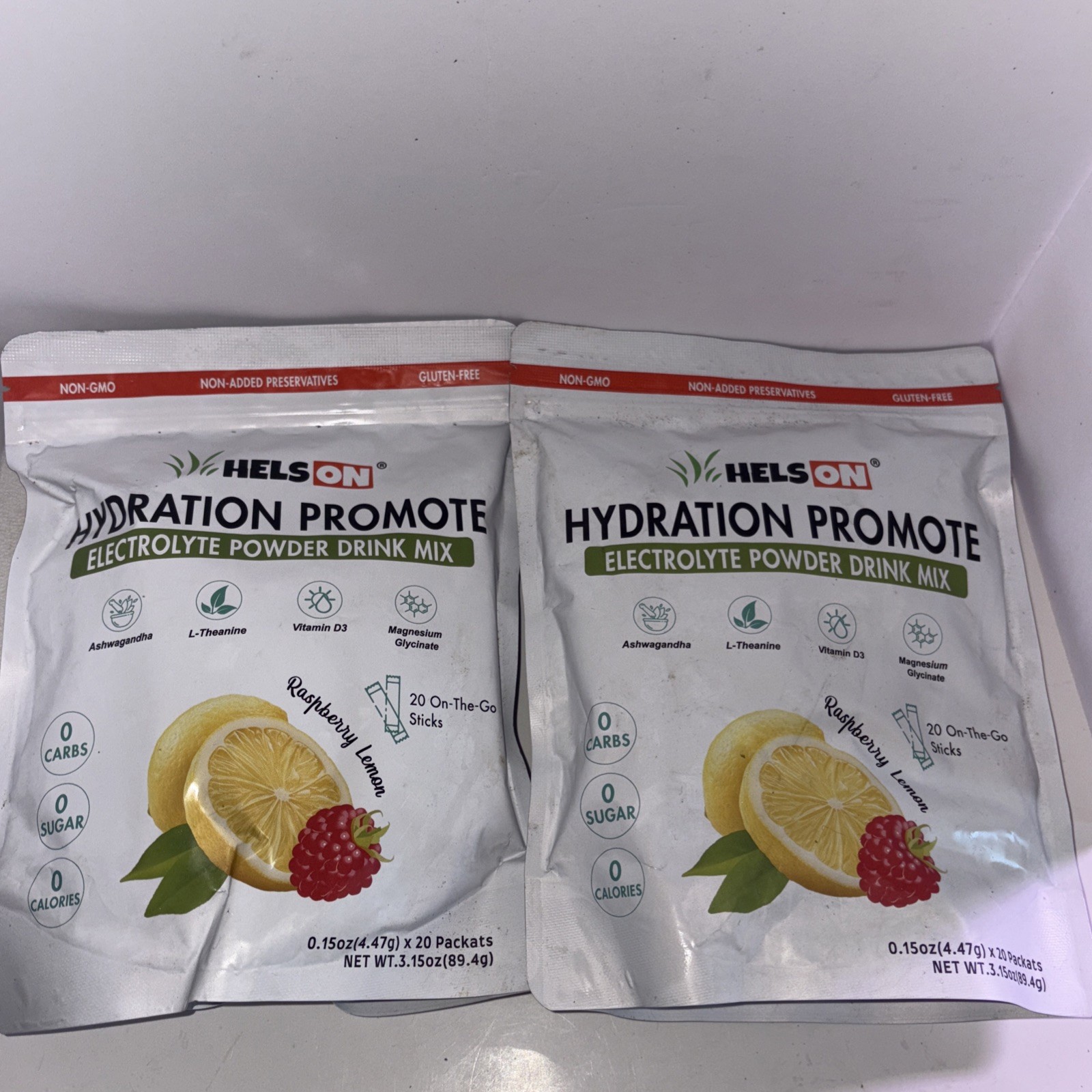 Electrolyte Powder Drink Mix 20Sticks TwoPack Exp 12/26 Raspberry Lemon Vitamins