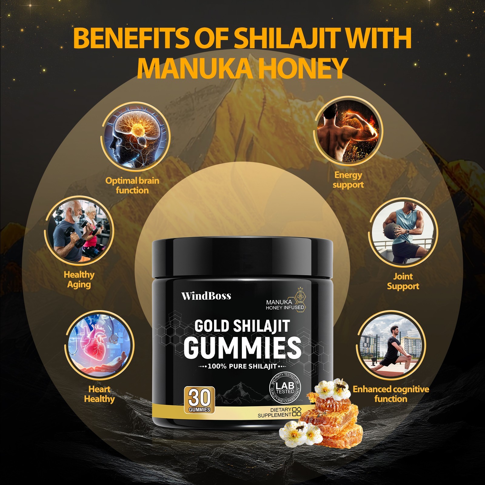 Windboss.Pure Himalayan Gold Shilajit Gummies For Men & Women