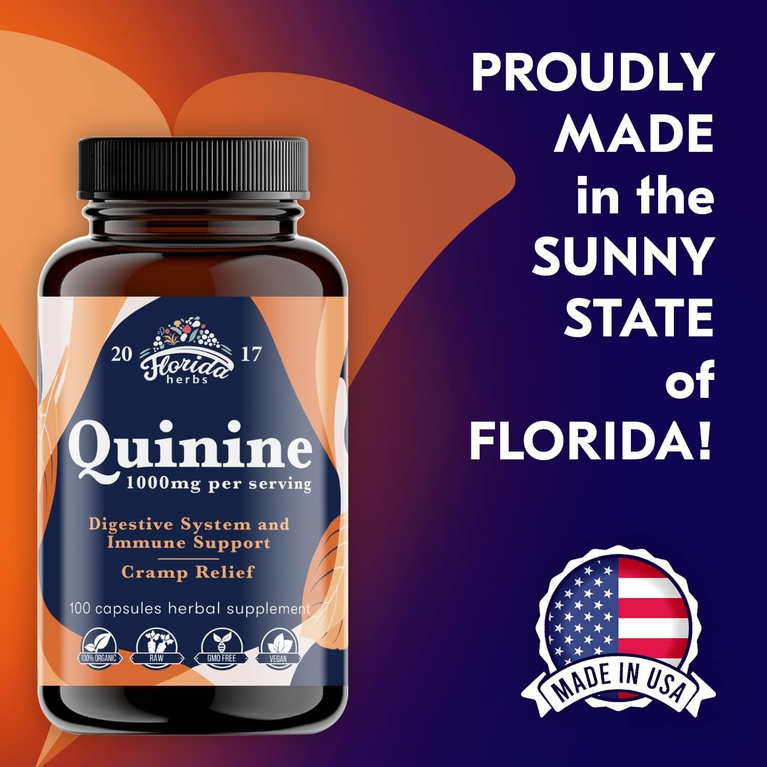 Quinine for Leg Cramps 1000 Mg – 110 Capsules – Cinchona Bark Extract Supplement