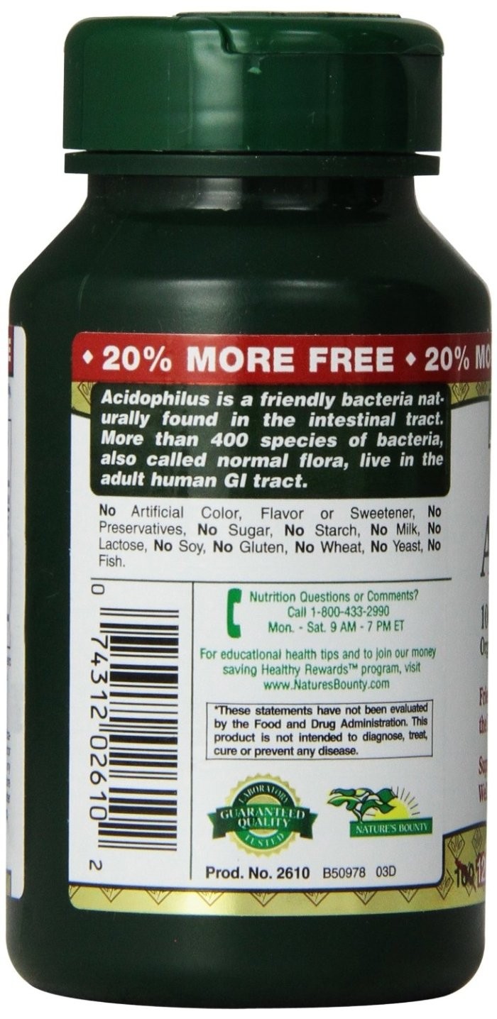 Nature’s Bounty Probiotic Acidophilus 600 Count Supports Digestive Health