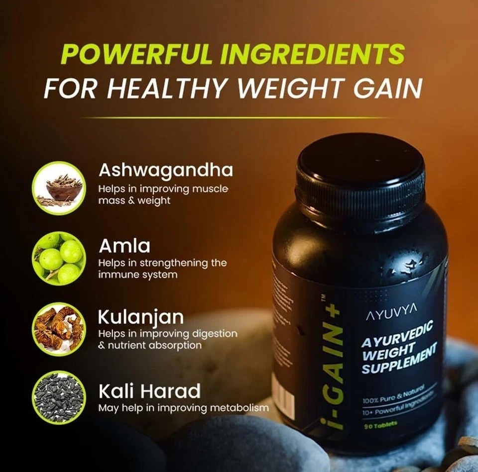 Ayuvya i-Gain+ 90 Tablets | New & Improved Formula 100% Natural | Pack of 1.