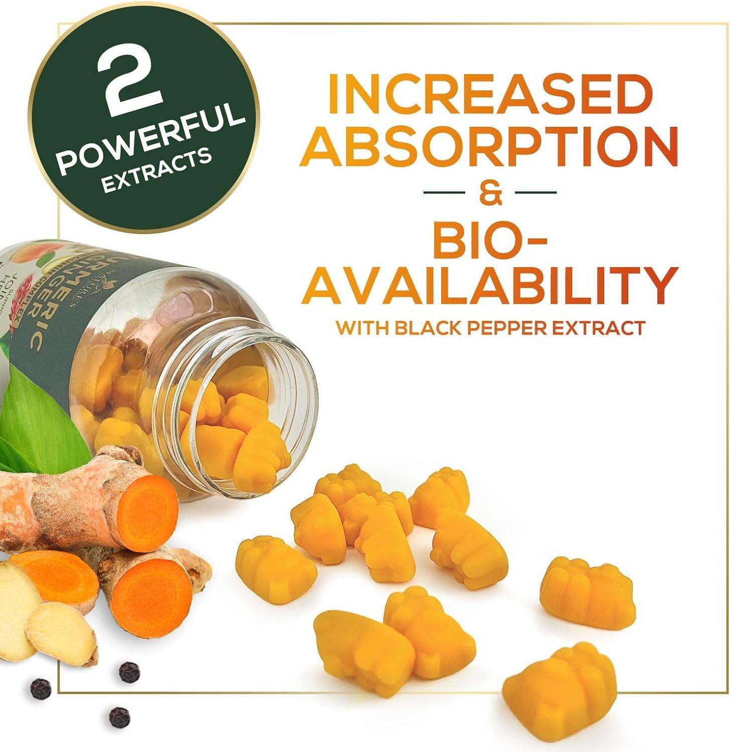Turmeric Gummies Extra Strength Chewable Joint Support Gummy, High Absorption