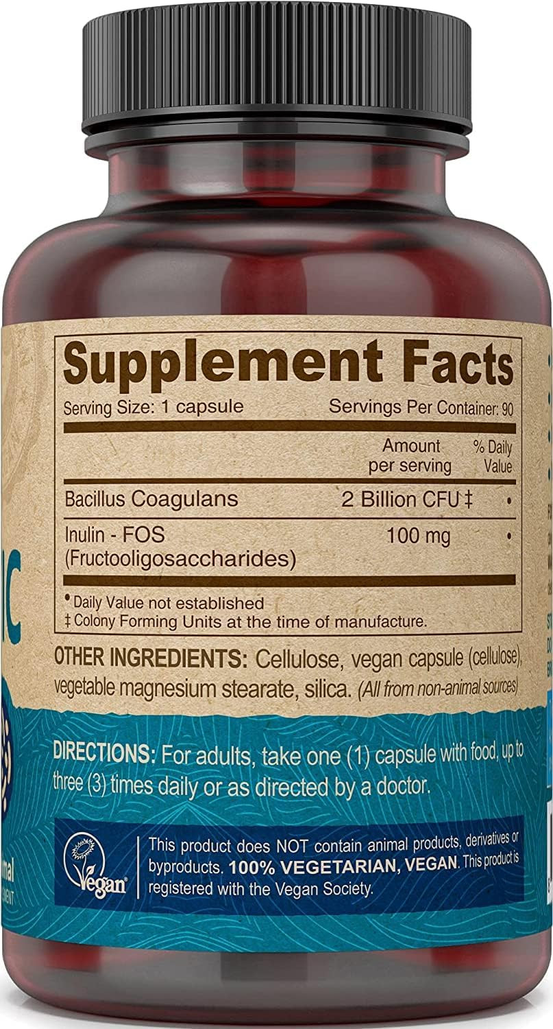 Vegan Probiotic with FOS Prebiotics Supplement – 2 Billion CFU with 100 MG of…