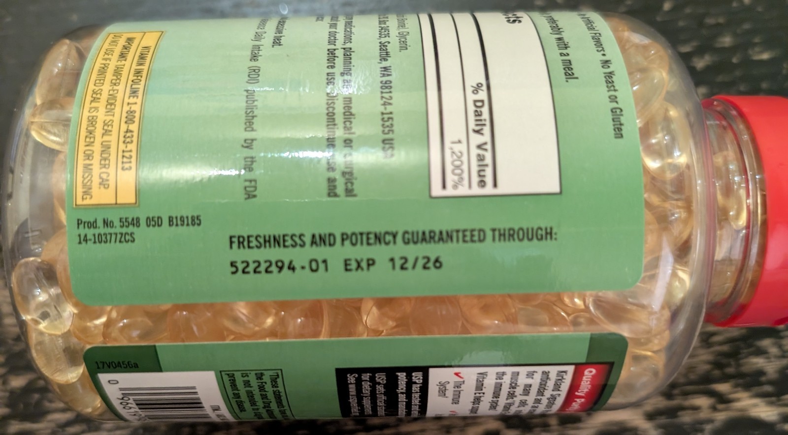 Kirkland Signature Vitamin E 180 mg (400 IU), 500 Softgels (Exp: 12/2026)
