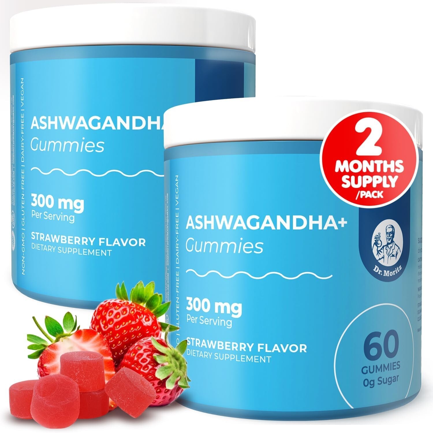 2 Pack Ashwagandha Gummies Calm, Relaxation, and Immune Support GABA L-Theanine