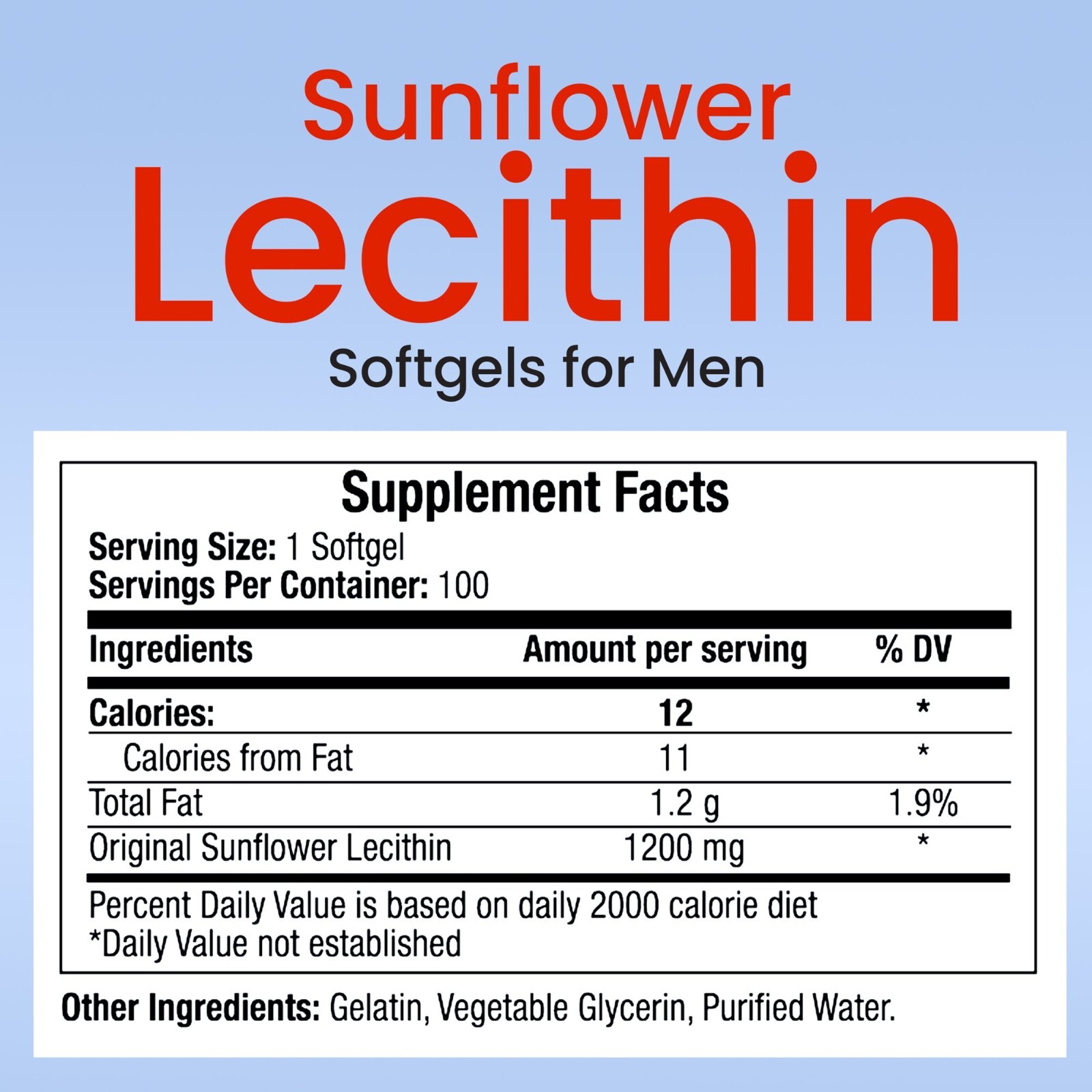 TrueMed- Sunflower Lecithin Softgels for Men 1200 mg Natural Supplement