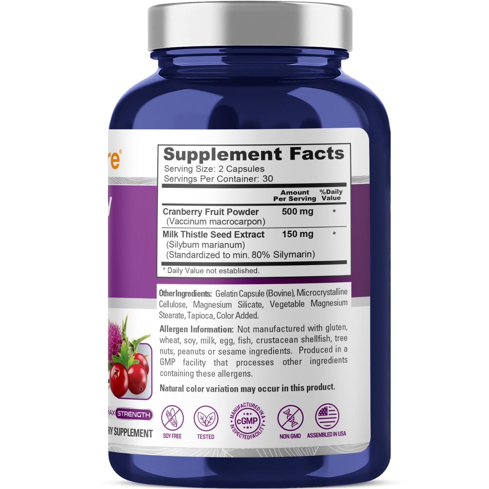 NusaPure Liver & Kidney Support Cranberry Fruit & Milk Thistle Extract