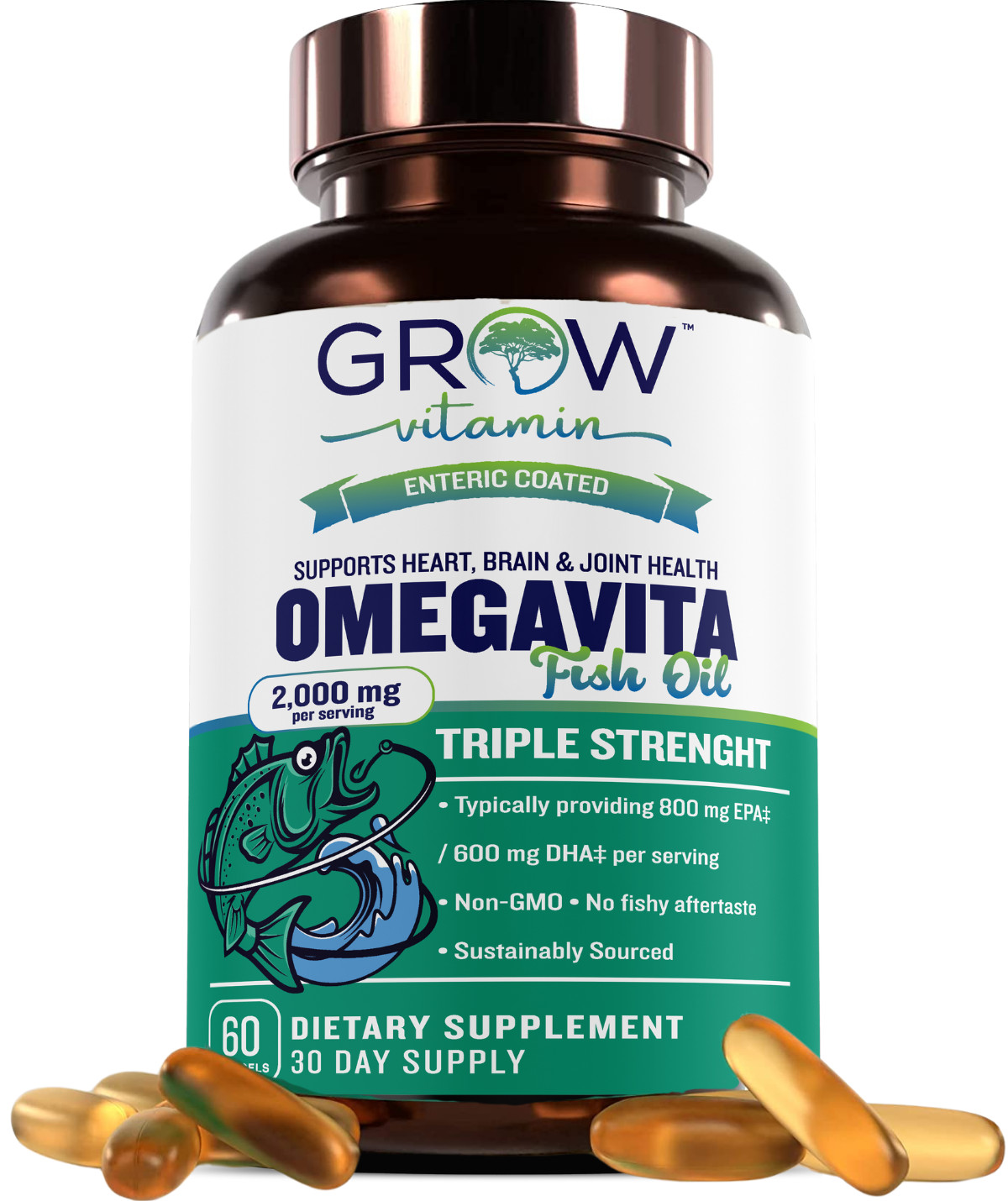 Platinum Omega-3 Fish Oil Ultimate Twice Daily Enteric Coated Softgels 60 Ct