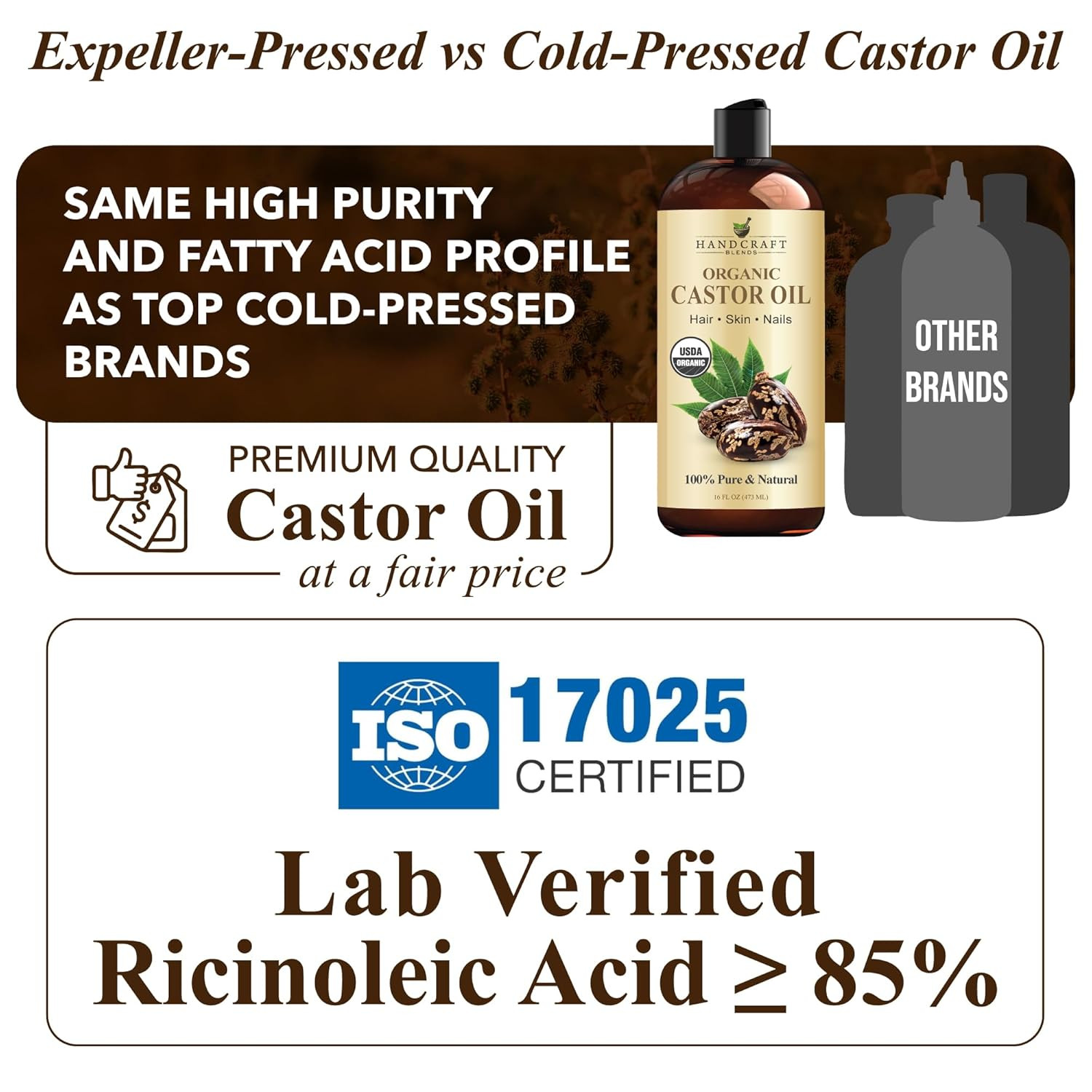 Product Title Organic Castor Oil 16 Fl Oz – Pure & Natural Carrier Oil for Hair