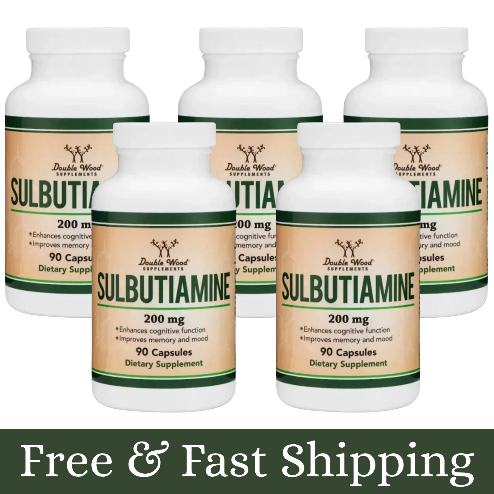 Sulbutiamine, 90 x 200mg Capsules – Memory, Mood, Cognitive Nootropic -5 Packs