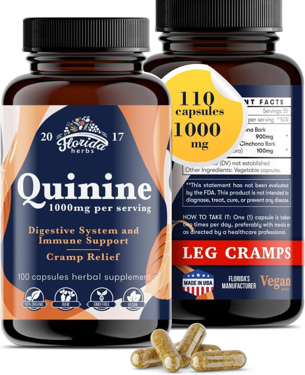 Organic Leg Cramps Defense | Quinine Tablets for Restless Legs & Muscle Cramp…