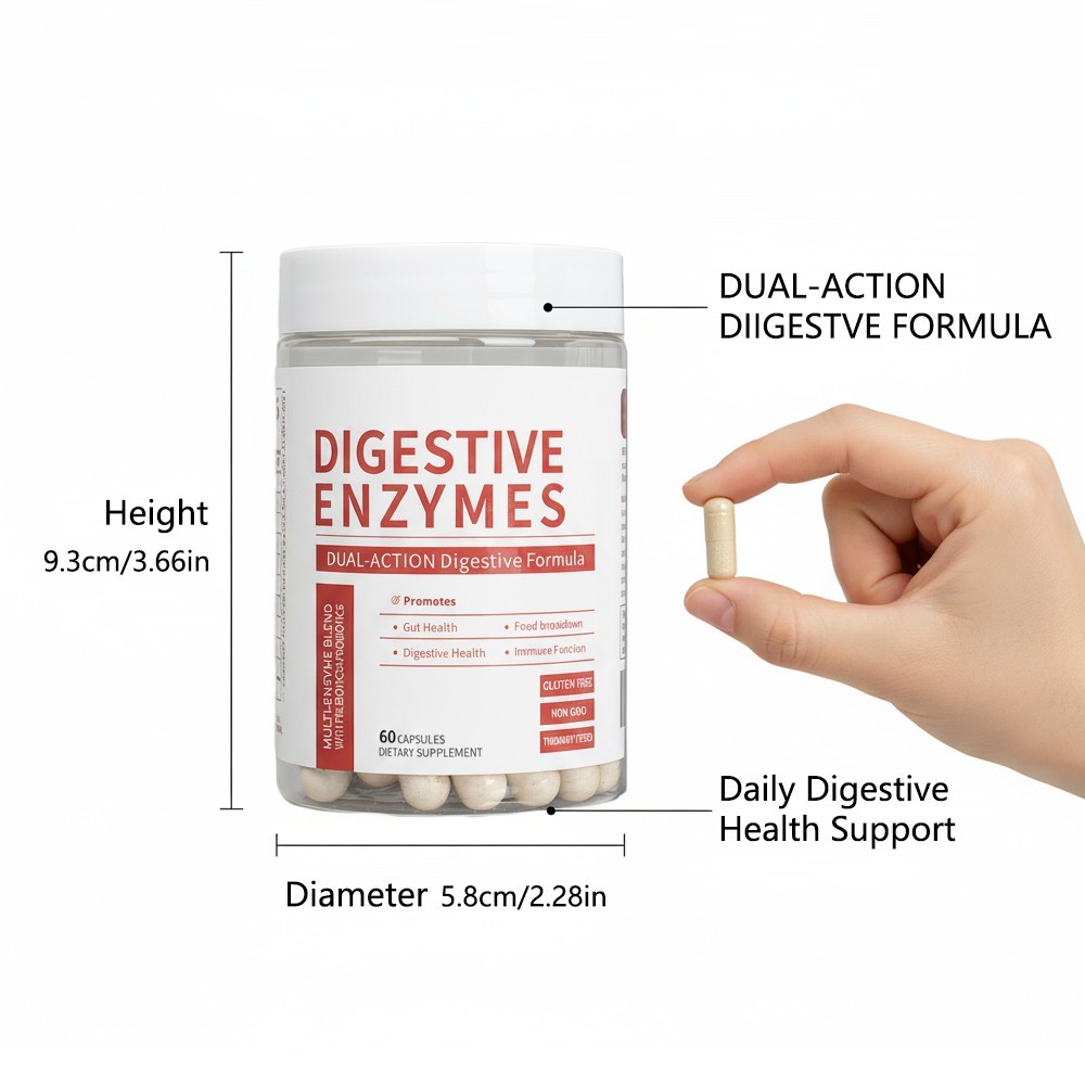 ESUNM Dual-Action Digestive Enzymes,Multi Enzymes Probiotics+Organic Prebiotics