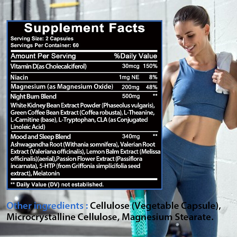 Nighttime Fat Lose Weight Supports Calorie Burning Promote Metabolism 120 Ct US