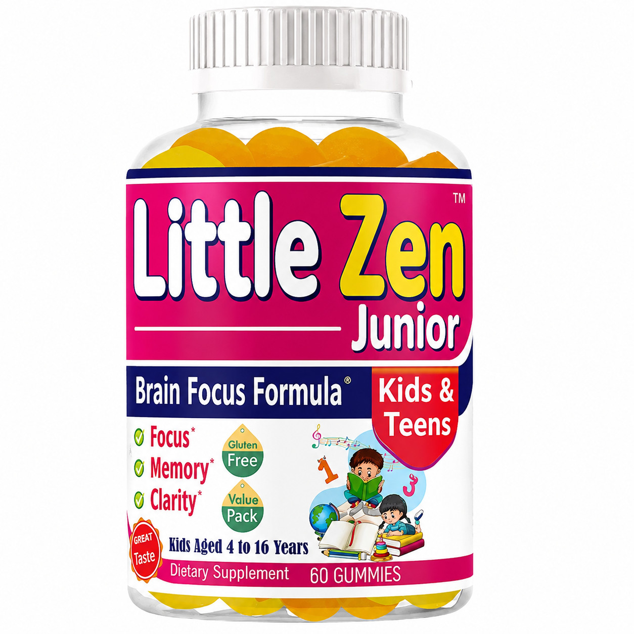 Kids Omega DHA Gummies Fatty Acids Omega 3 6 9 for Brain Focus & Growth 60G