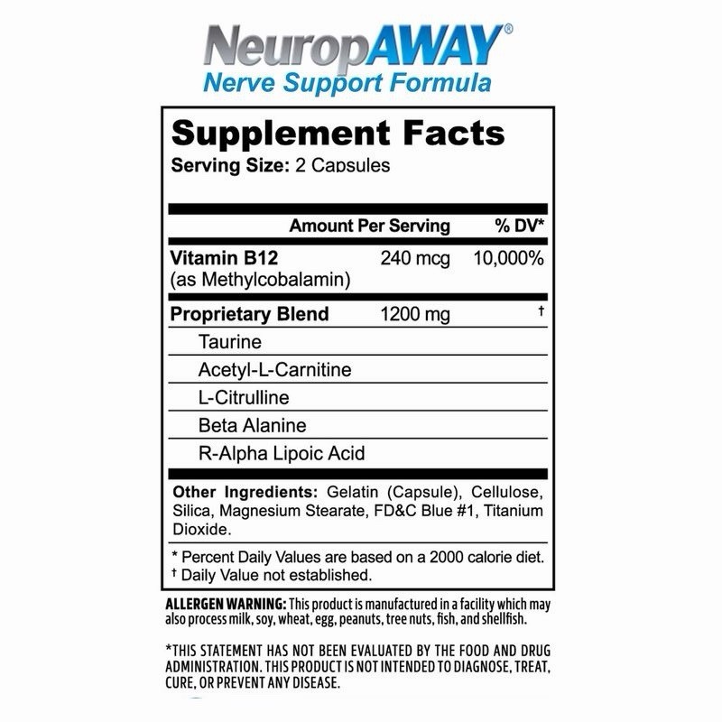 NeuropAWAY Nerve Support Supplement R-Alpha Lipoic Acid 60 Capsules EXP 7/2028