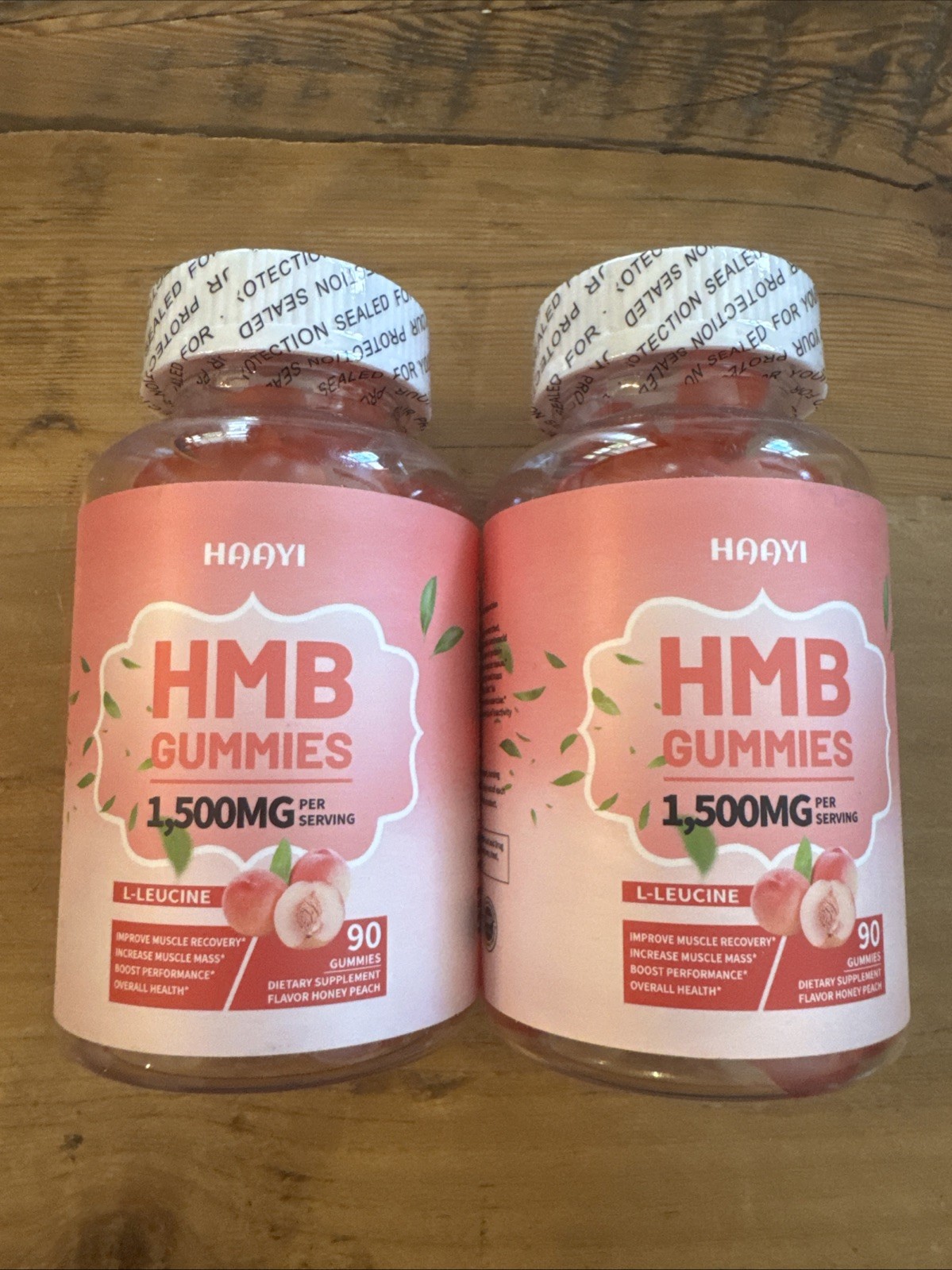 HMB GUMMIES 1,500MG L-Leucine 180 Total Gummies Honey Peach Exp 5/2027