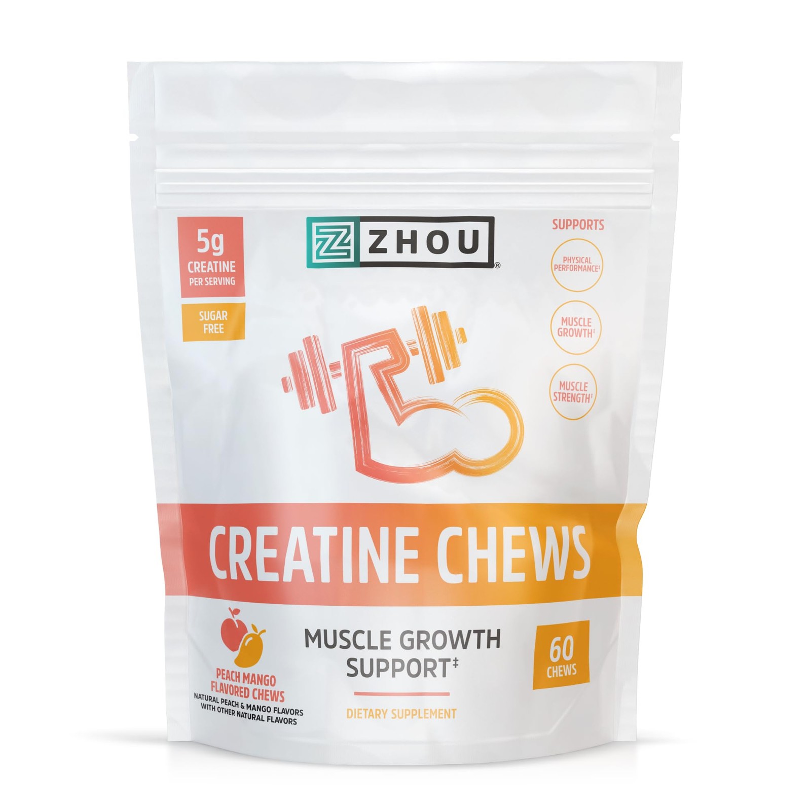 ZHOU Creatine Chews – Monohydrate Gummies for 1 Count (Pack of 60)