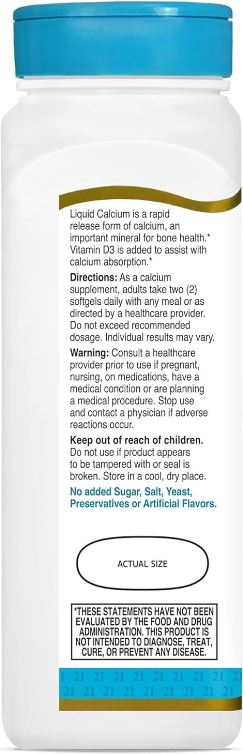 Calcium Plus D3 Liquid Filled Softgel, 1200 mg, 90 Count Pack of 2