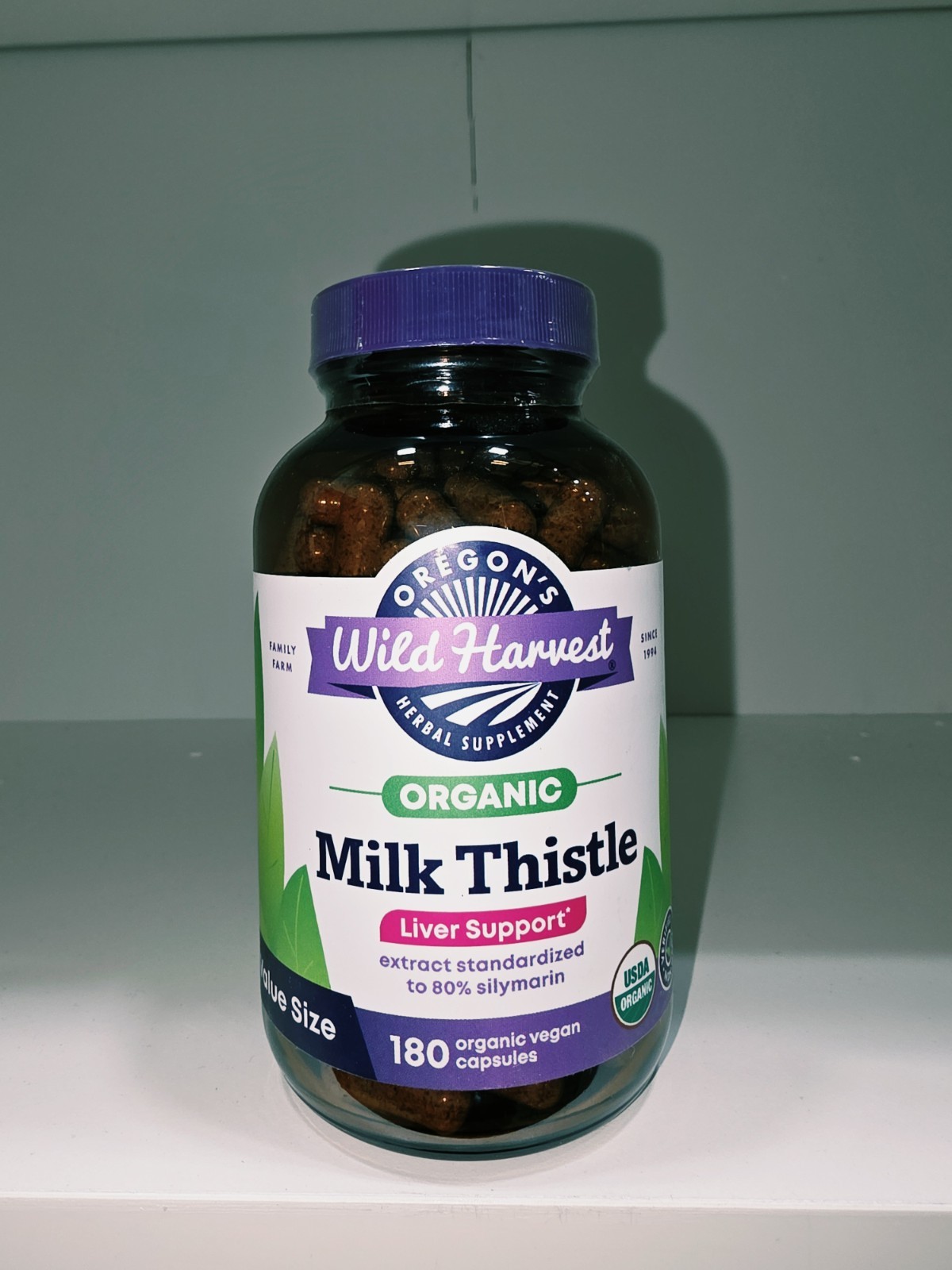 Oregons Wild Harvest ORGANIC Milk Thistle Non-GMO 180 Vegetarian Capsules