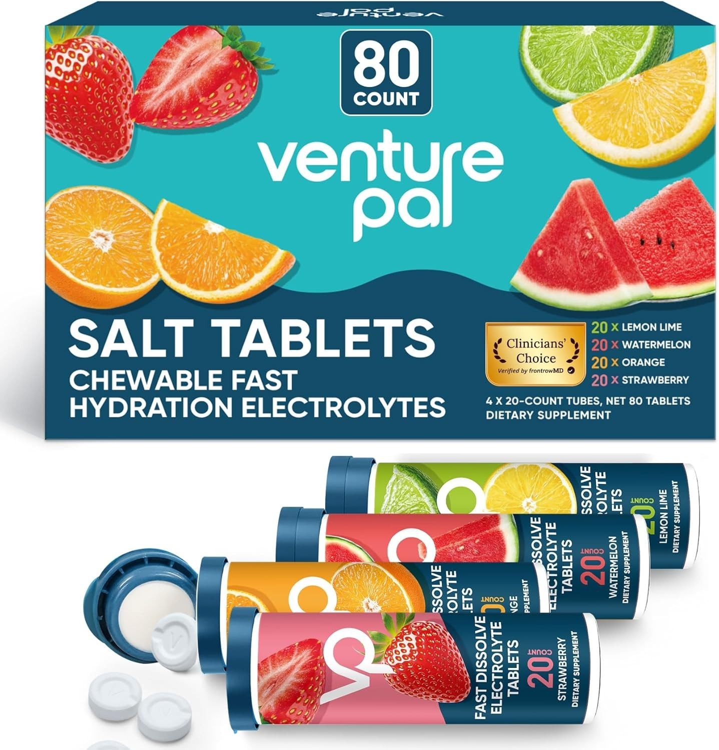 80 Count Sugar-Free Chewable Electrolyte Tablets for Quick Hydration – Keto &…