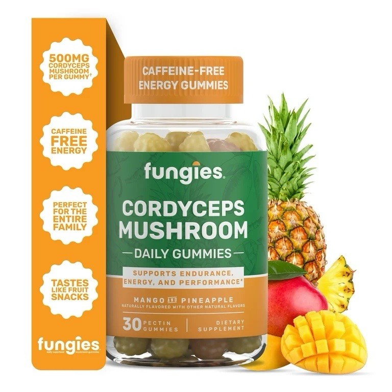 2 Fungies Cordyceps Mushroom Energy Support Gummies 90Ct Mango Pineapple 09/26