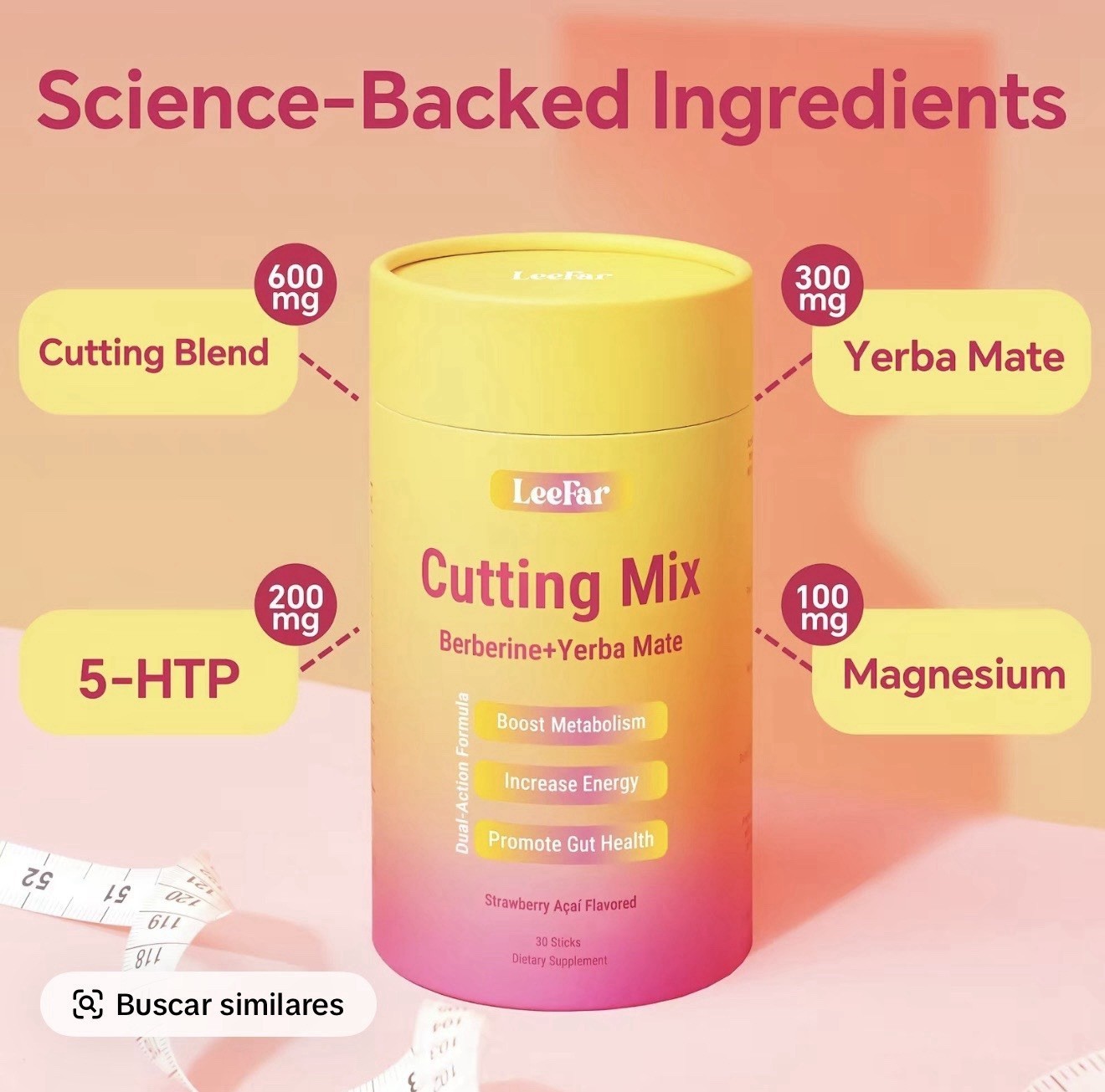 Leefar Cutting Drink Mix – Berberine，Chromium，5，Yerba Mate & Magnesium，HTP