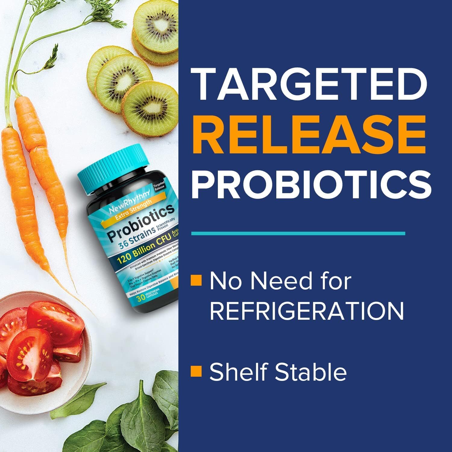 Newrhythm Extra Strength Probiotic 120 Billion Cfu With Prebiotics 30 Count