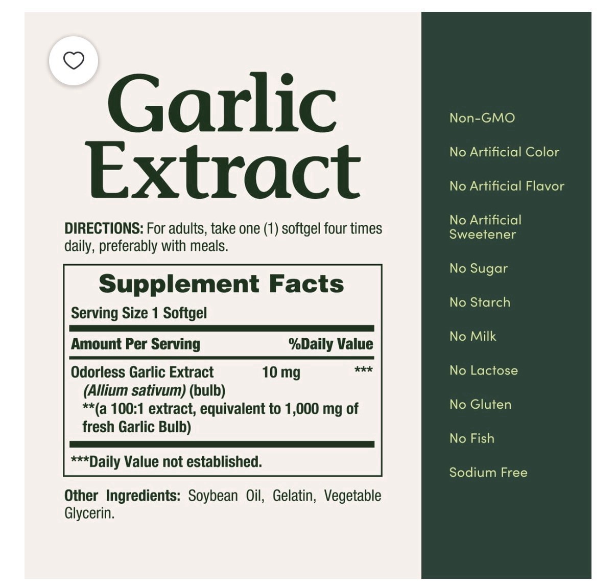Nature’s Bounty Garlic Extract 1000mg Supplement Heart Health Support 100 Count.