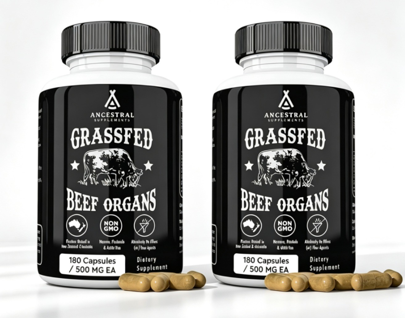 Ancestral Supplements 180 Capsules Grass Fed Beef Organ Supplement – Non-GMO new