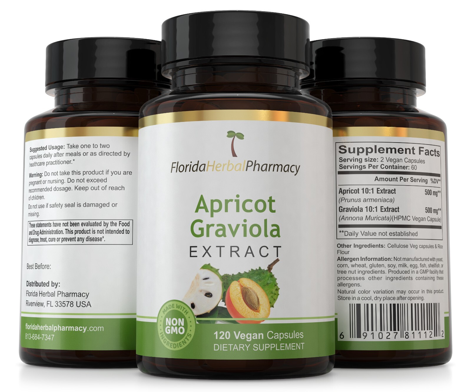 Apricot – Graviola Extract Capsules 10:1 Supplement (120 Capsules)