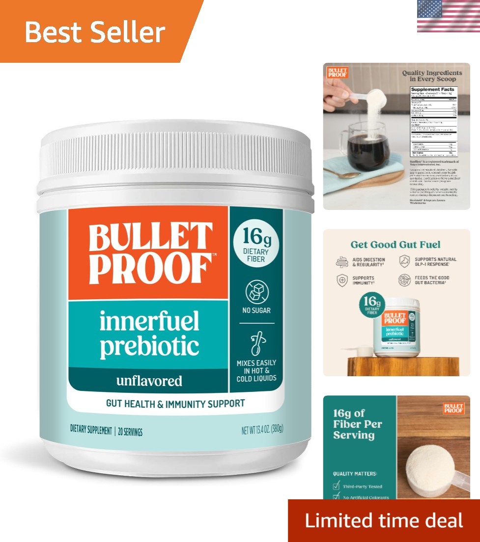 Innerfuel Prebiotic Fiber Powder, Unflavored, 16g Fiber, Plant-Sourced, Non-G…