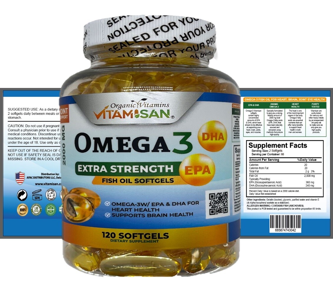 Omega 3 Bottle XL Anti Inflammatory Joint Relief Supplement 2000 mg CONCETRATE +