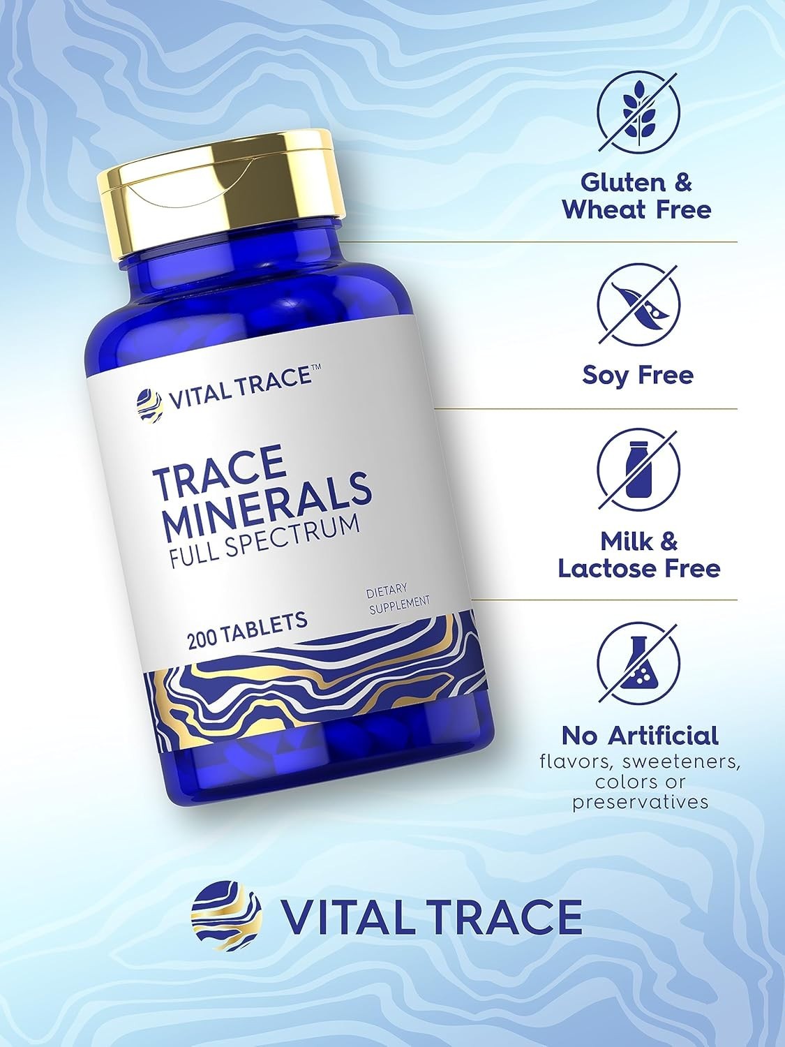 Trace Minerals 200 Tablets Full Spectrum Supplement Non-Gmo & Gluten Free Comple