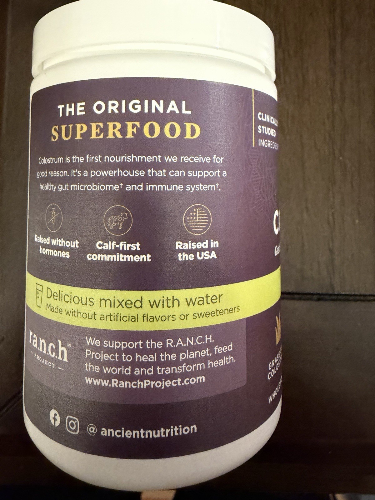 Ancient Nutrition Colostrum Lemon Bar Flavor. For Gut / 4.02 Oz, Exp. 3/2027