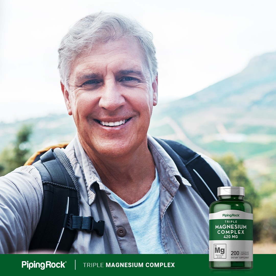 Triple Magnesium Complex | 420 mg | 200 Capsules | Non-GMO | By Piping Rock