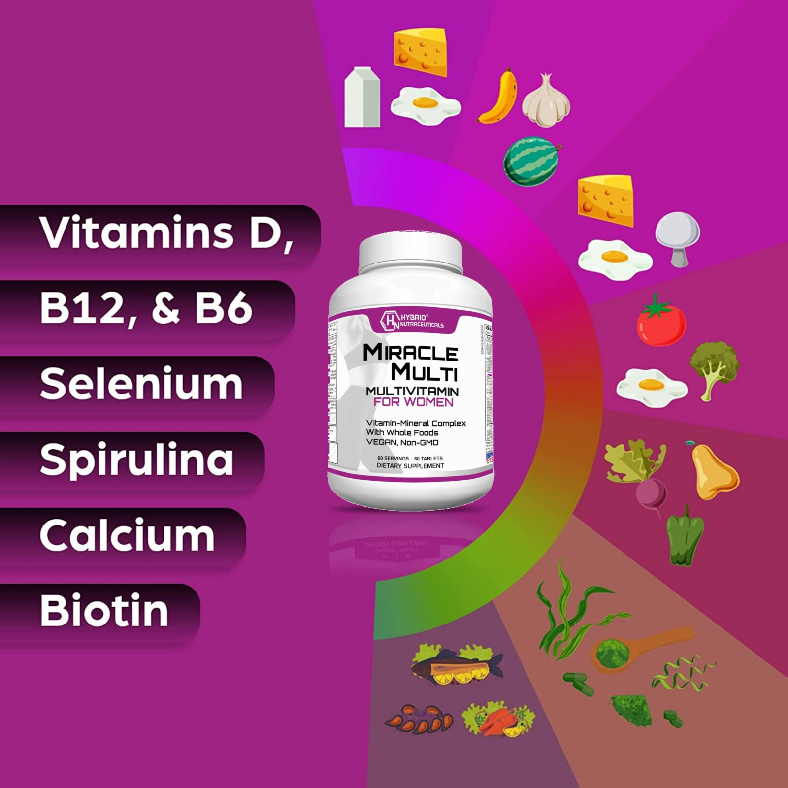 Multivitamin for Women, Blended Vitamin & Mineral Supplements, Immune Support