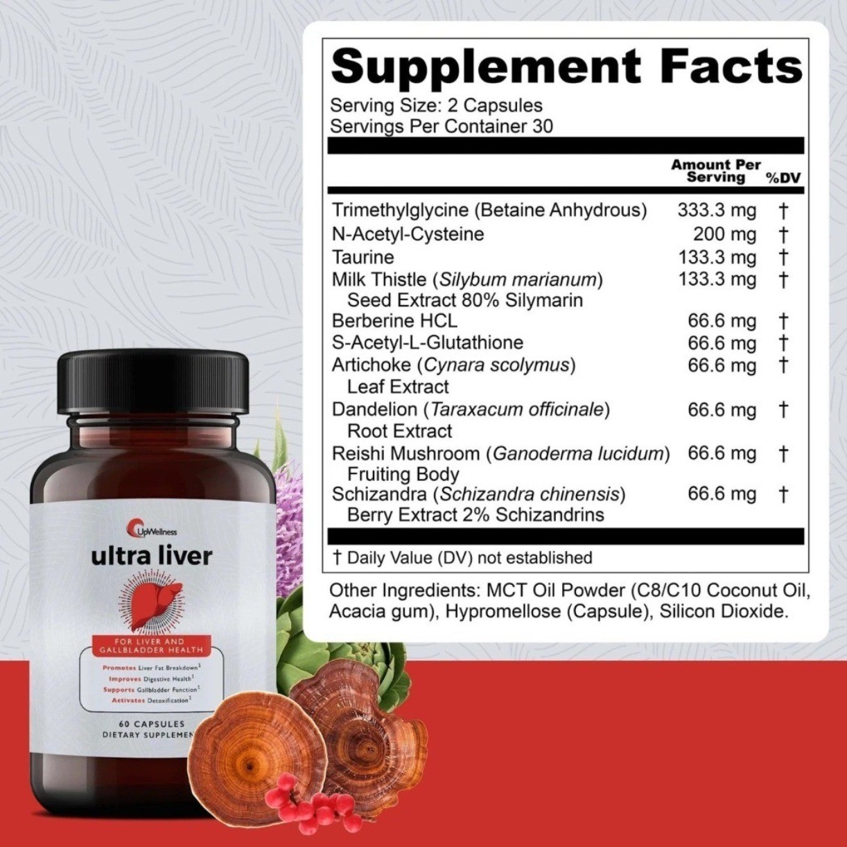 UpWellness Gallbladder Support Ultra Liver Supplement for Liver Health Cleanse