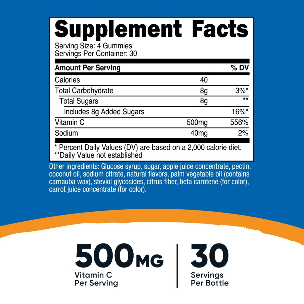 Nutricost Vitamin C Gummies (500mg) 120 Gummies – Made With Natural Flavors