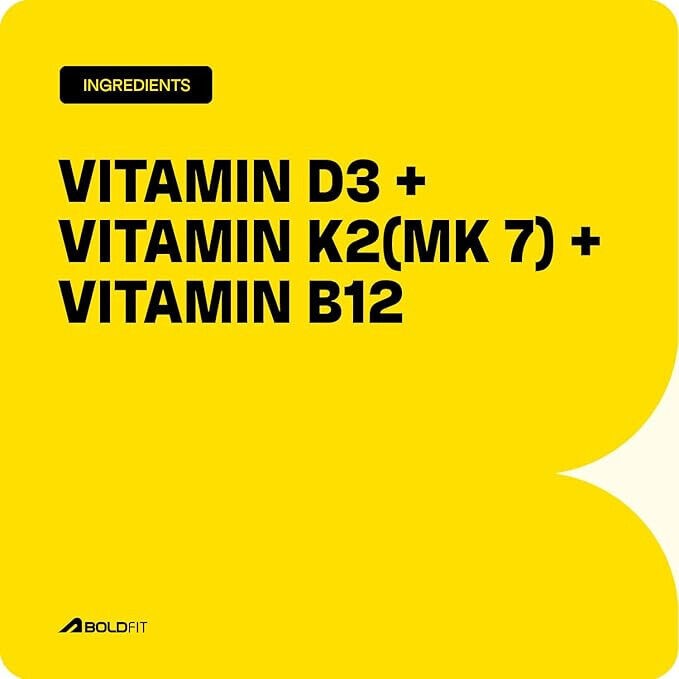 Boldfit Vitamin D Supplement Vitamin D3 K2 MK7 & Vitamin B12 120 Veg Tablet.