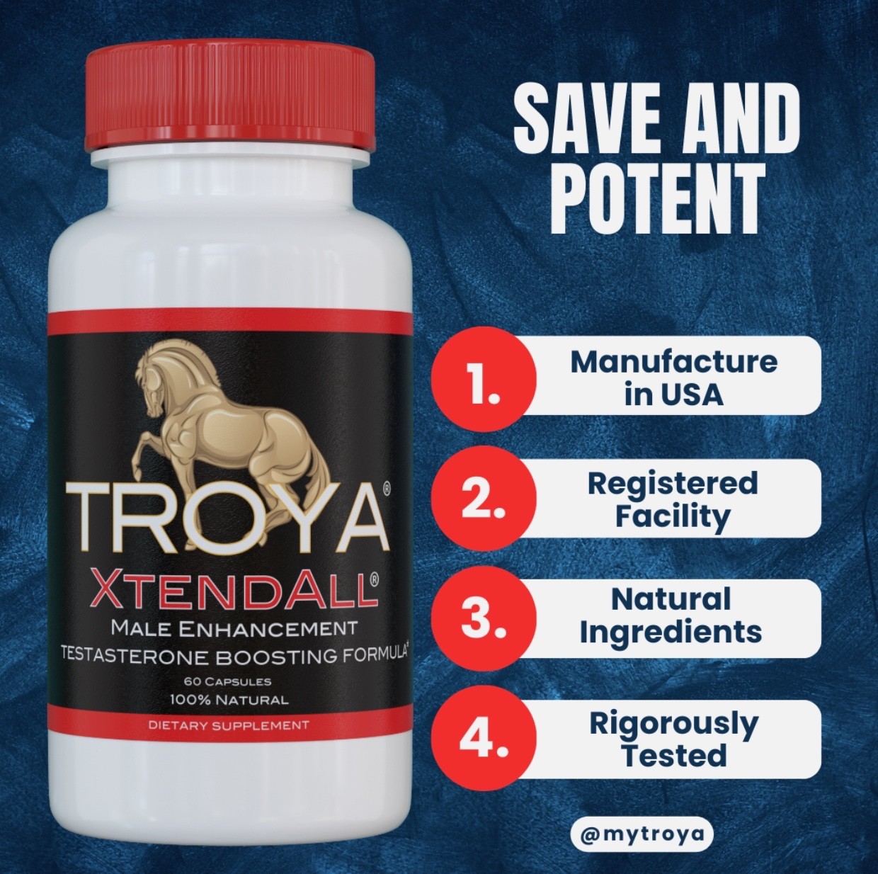 Troya Xtendall Premium Test Booster for Men – Enhances Energy, Stamina, Strength