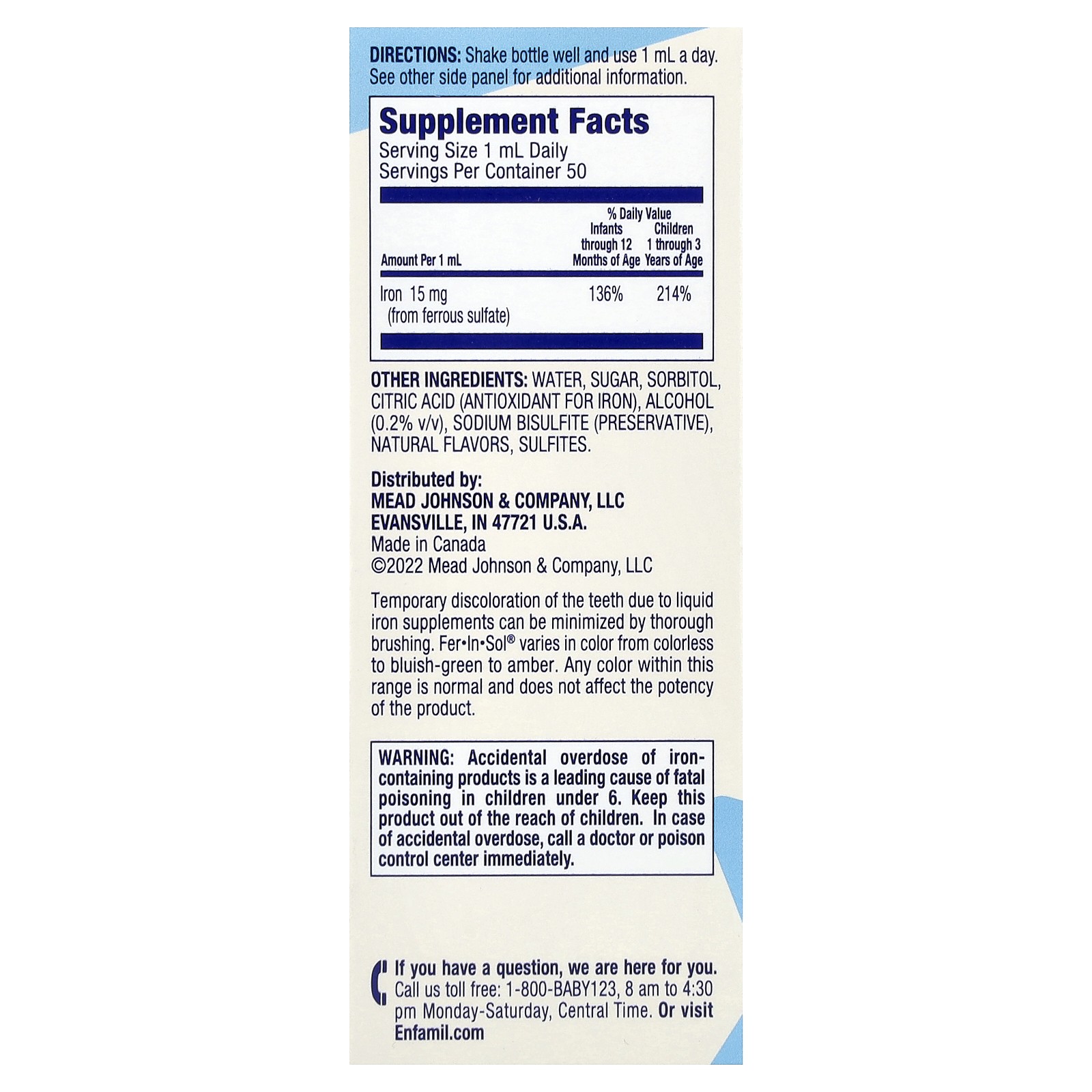 Fer-In-Sol®, Iron Drops, Active Minds, 0-24 Months, 15 mg, 1 2/3 fl oz (50 ml)