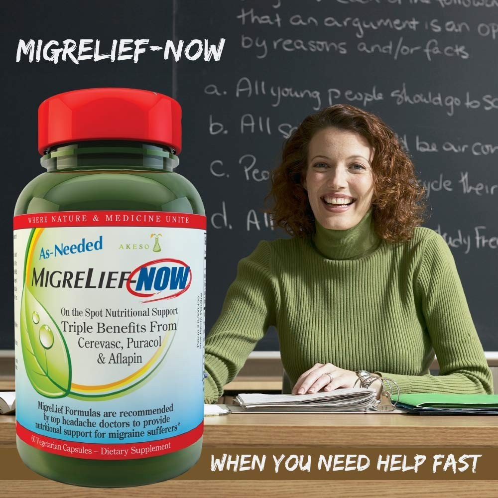 MigreLief-Now Fast-Acting Formula, As-Needed 60 Count (Pack of 1), Standart